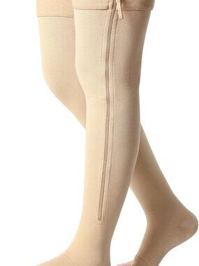 Newcotte Compression Socks with Zipper for Women Thigh High Compression Stocking